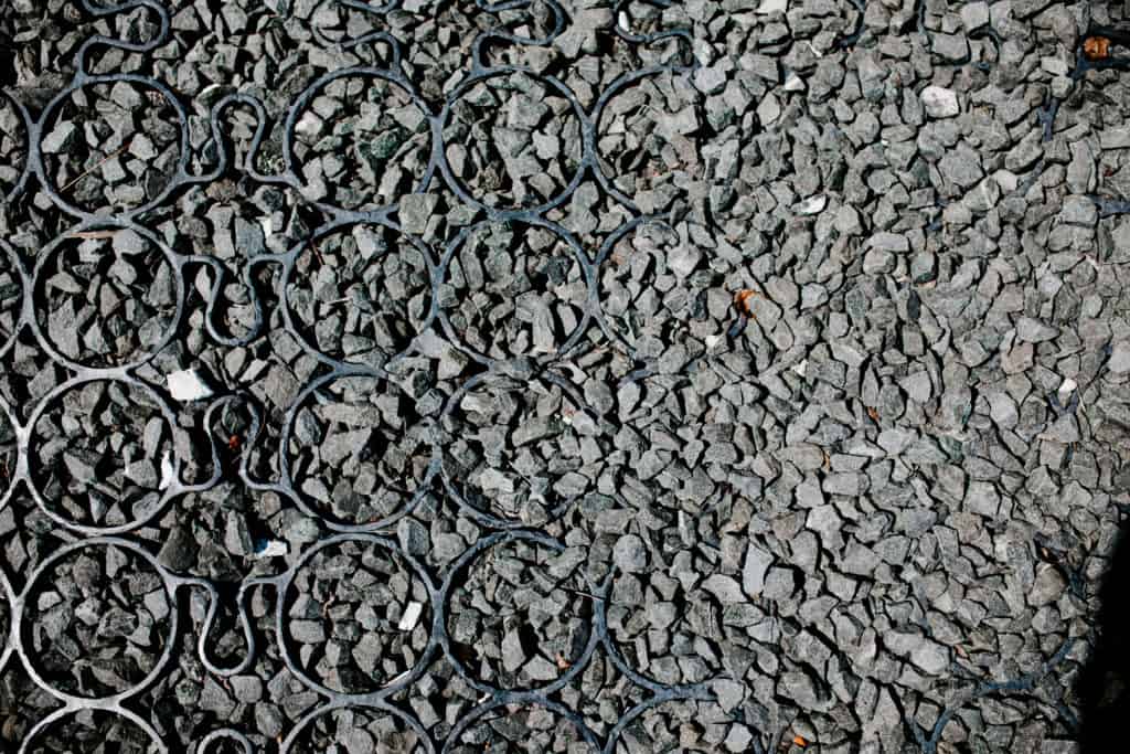 An up-close view of the permeable pavement parking lot at CarbonBetter HQ.