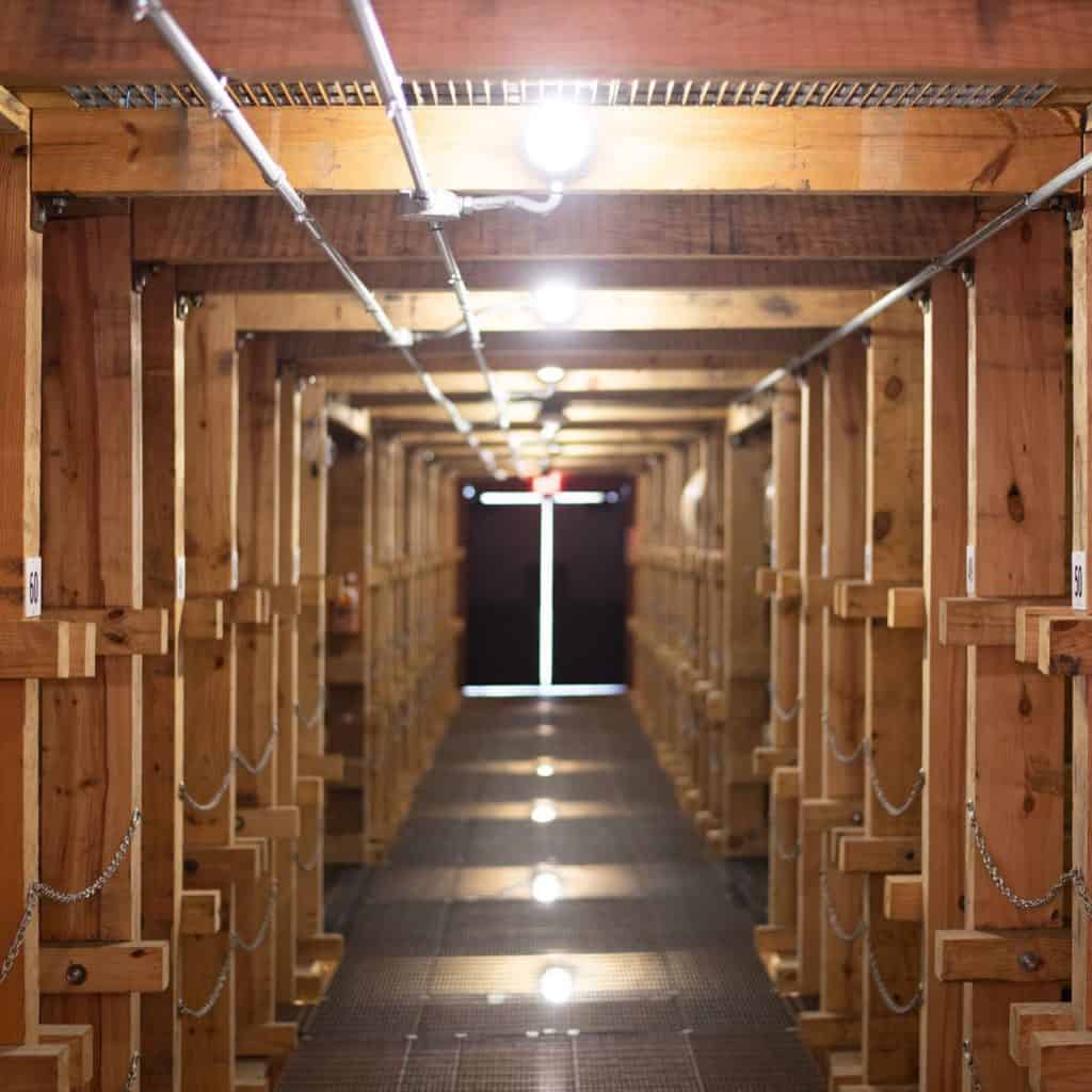 A view inside where casks are stored.
