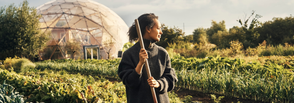 An image of a woman on a farm.