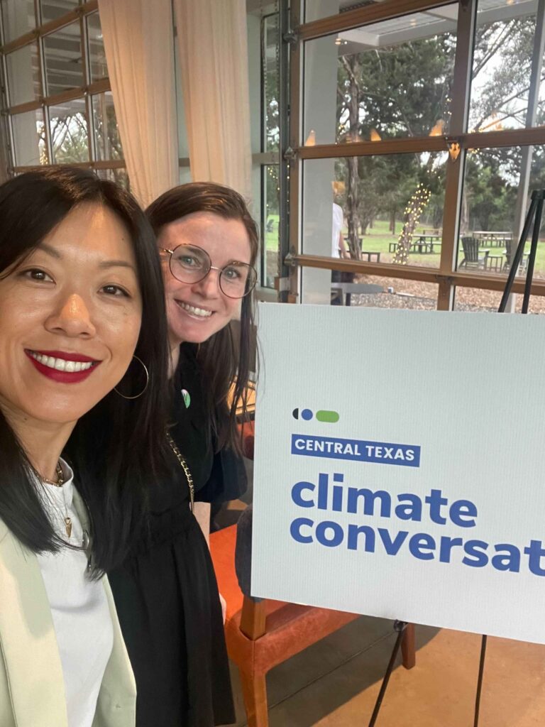 Nicole from CarbonBetter and Michelle from Women and Climate pictured during a Climate Conversations event.